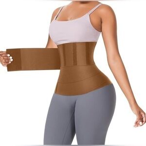 FeelinGirl Waist Trainer Belt Waist Cincher Tummy Wrap Fits Plus Size, Nut Brown